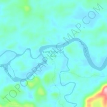 Long Pahangai Satu topographic map, elevation, terrain