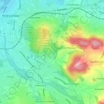 B69 topographic map, elevation, terrain
