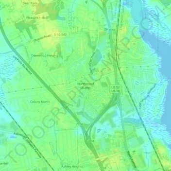 Northwood Estates topographic map, elevation, terrain