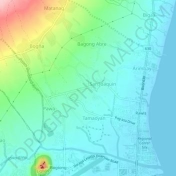 Dita topographic map, elevation, terrain