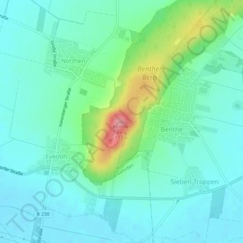 Benther Berg topographic map, elevation, terrain