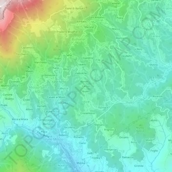 Cerruti topographic map, elevation, terrain
