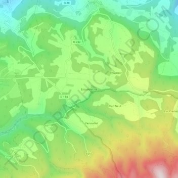 Escudelettes topographic map, elevation, terrain