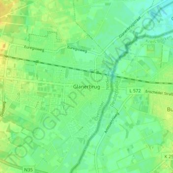 Glanerbrug topographic map, elevation, terrain