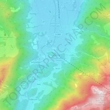 Hohenaschau topographic map, elevation, terrain