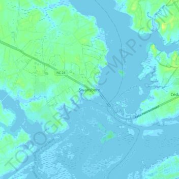 Swansboro topographic map, elevation, terrain
