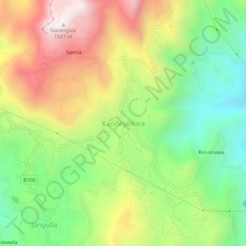 Kandegedara topographic map, elevation, terrain