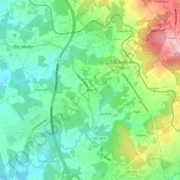 Beire topographic map, elevation, terrain