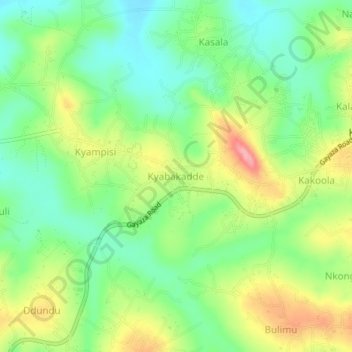 Kyabakadde topographic map, elevation, terrain