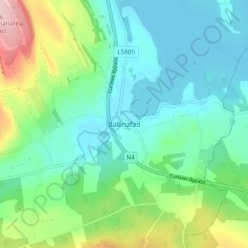 Ballinafad topographic map, elevation, terrain