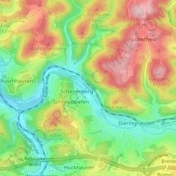 Brunohl topographic map, elevation, terrain