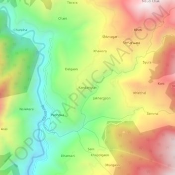 Kandarsyun topographic map, elevation, terrain