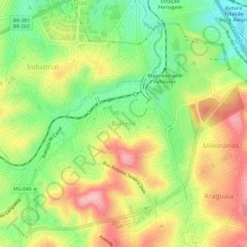 Barreiro topographic map, elevation, terrain