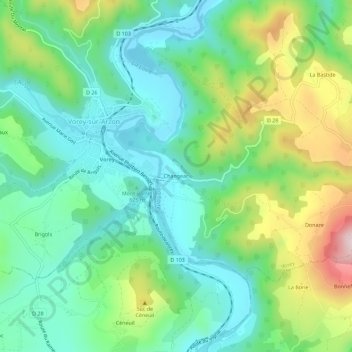 Changeac topographic map, elevation, terrain