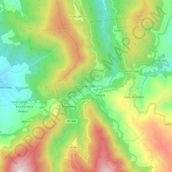 Ponte do Sótão topographic map, elevation, terrain