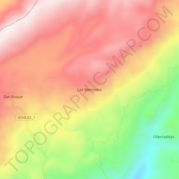 Las Mercedes topographic map, elevation, terrain