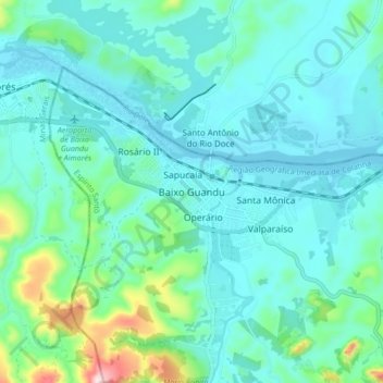Baixo Guandu topographic map, elevation, terrain