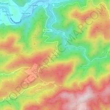 Le Sahuc topographic map, elevation, terrain