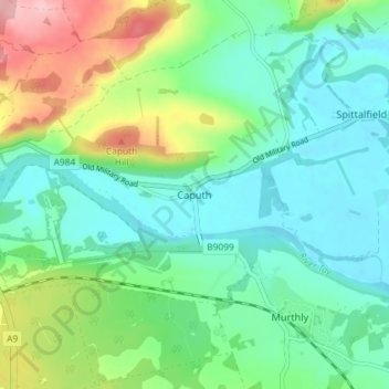 Caputh topographic map, elevation, terrain
