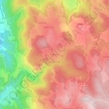 Rochesseux topographic map, elevation, terrain