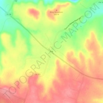 Flat topographic map, elevation, terrain