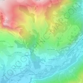 Les Richards topographic map, elevation, terrain