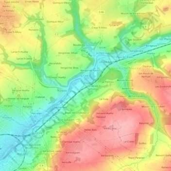 Stangolc'h topographic map, elevation, terrain