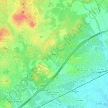 Les Bosquets topographic map, elevation, terrain