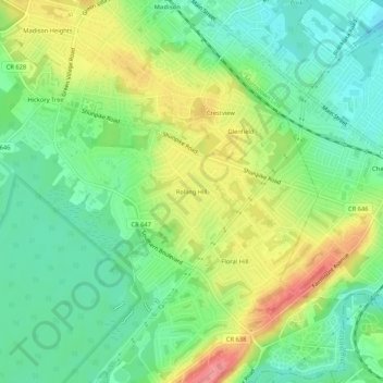 Rolling Hill topographic map, elevation, terrain