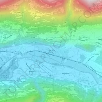 Poggiridenti Piano topographic map, elevation, terrain