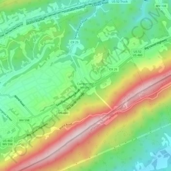Cumberland Heights topographic map, elevation, terrain
