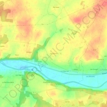 Les Zéros topographic map, elevation, terrain