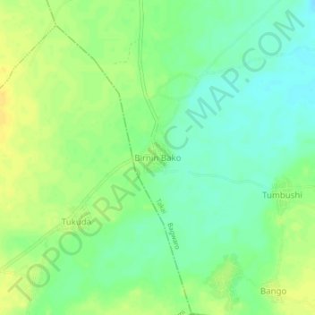 Birnin Bako topographic map, elevation, terrain