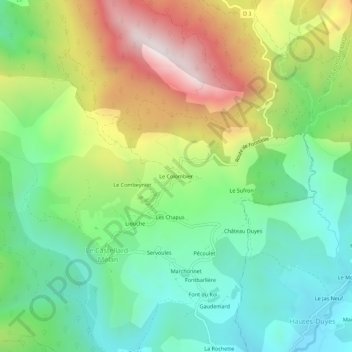 Le Colombier topographic map, elevation, terrain