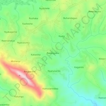 Rwekigyera topographic map, elevation, terrain