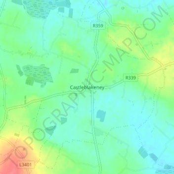 Castleblakeney topographic map, elevation, terrain