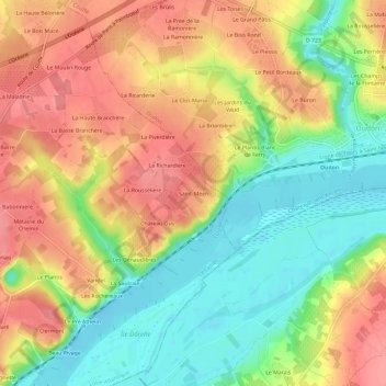 Saint-Méen topographic map, elevation, terrain