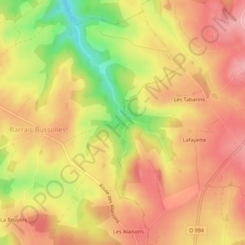 Saint-Pourçain topographic map, elevation, terrain