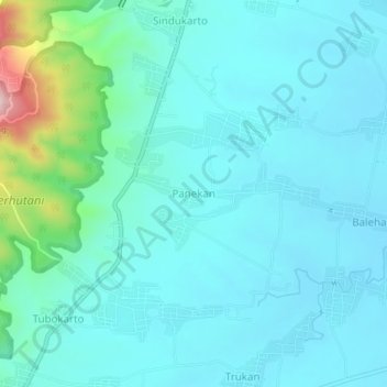 Panekan topographic map, elevation, terrain