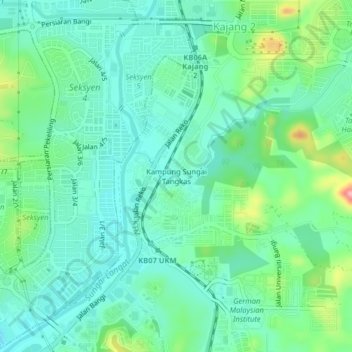 Kampung Sungai Tangkas topographic map, elevation, terrain