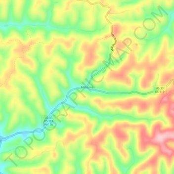 Millstone topographic map, elevation, terrain