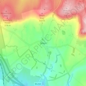 Orton topographic map, elevation, terrain