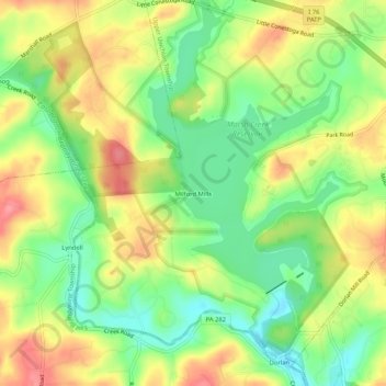 Milford Mills topographic map, elevation, terrain