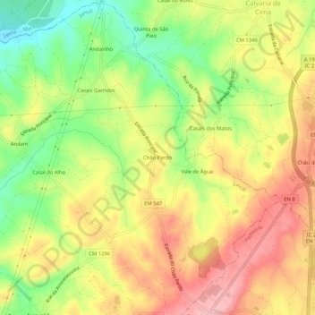 Chão Pardo topographic map, elevation, terrain