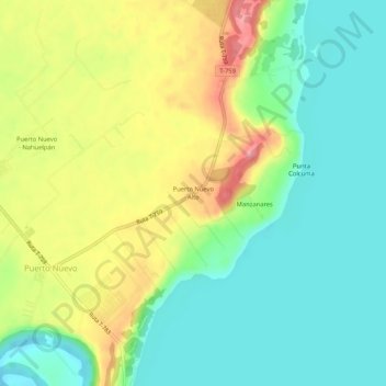 Puerto Nuevo Alto topographic map, elevation, terrain