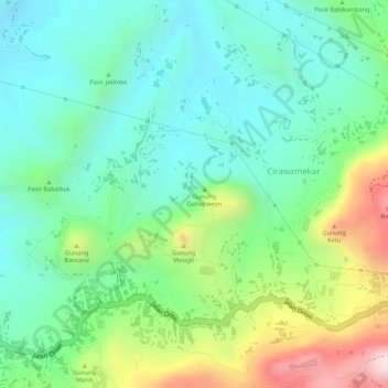 Gua Pawon topographic map, elevation, terrain