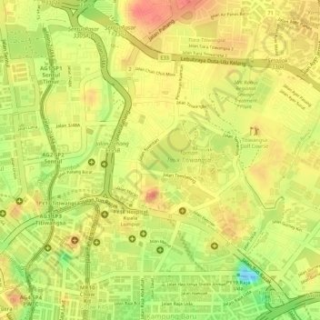 Titiwangsa Lake Garden topographic map, elevation, terrain