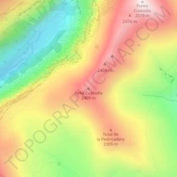 Peña Custodia topographic map, elevation, terrain
