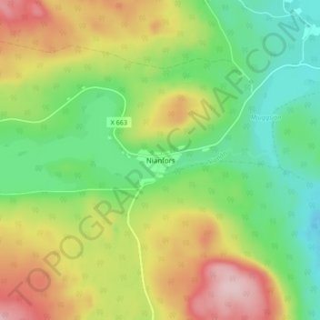 Nianfors topographic map, elevation, terrain