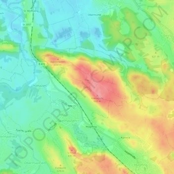 Berg topographic map, elevation, terrain